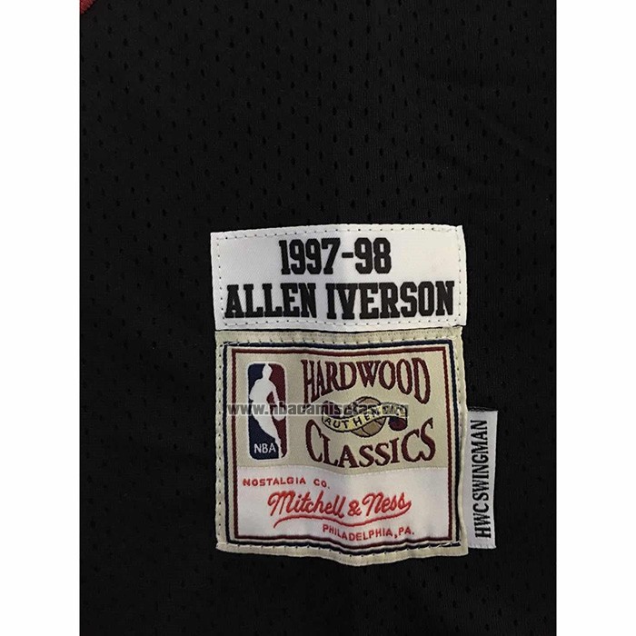 Camiseta Philadelphia 76ers Allen Iverson NO 3 Mitchell & Ness 1997-98 Negro